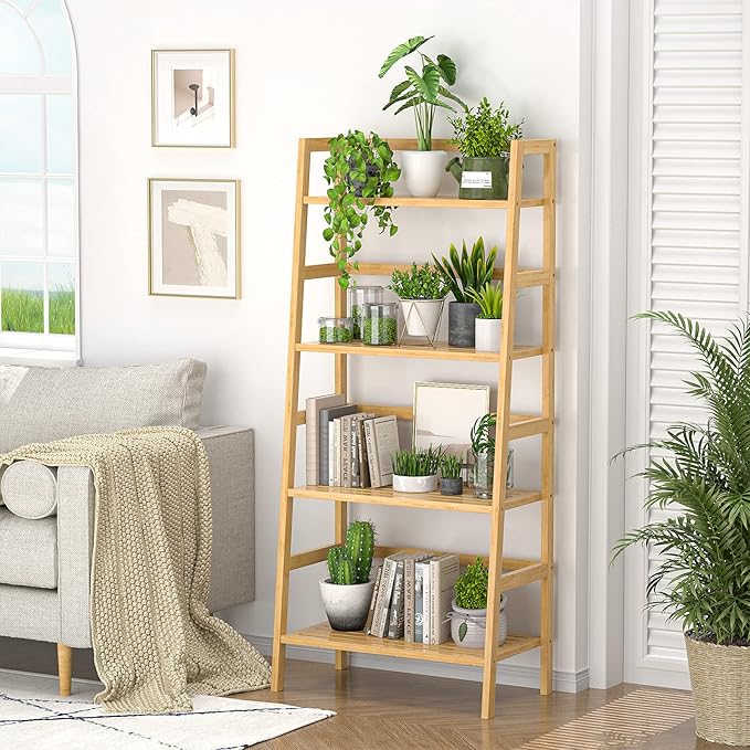4-Tier Bamboo Ladder Shelf suppliers